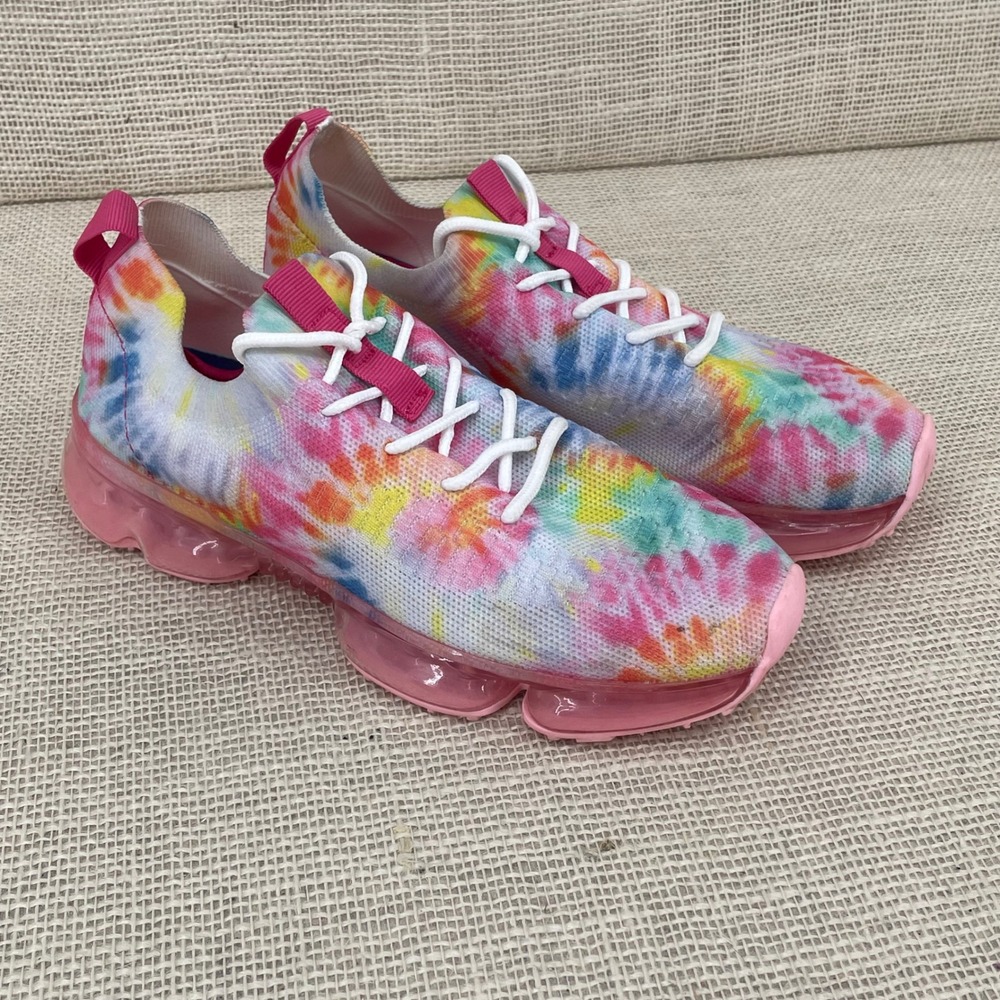 Womens Tie Dye Mesh‎ Knit Bubble Sole Sneakers Multicolor Pink Size 8 US 39 EU